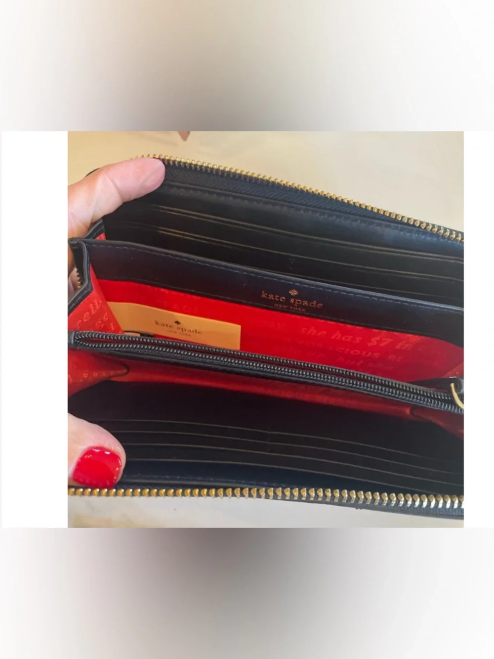 Kate Spade New York Scenic Route Car Appliqué black Leather Wallet like new